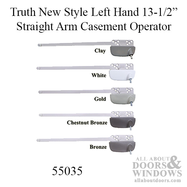 New Style Truth Ellipse Left Hand 13-1/2 Inch Straight Arm Casement Operator - Choose Color - New Style Truth Ellipse Left Hand 13-1/2 Inch Straight Arm Casement Operator - Choose Color
