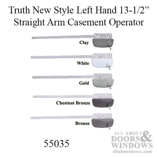 New Style Truth Ellipse Left Hand 13-1/2 Inch Straight Arm Casement Operator - Choose Color - New Style Truth Ellipse Left Hand 13-1/2 Inch Straight Arm Casement Operator - Choose Color