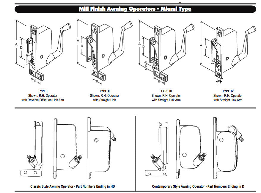 Awning Operator, Tucker Windows - right - Aluminum - Awning Operator, Tucker Windows - right - Aluminum