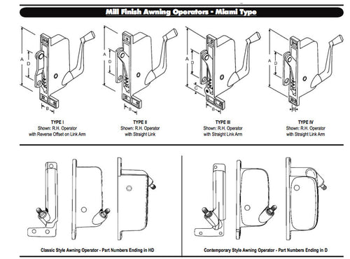 Awning Operator, Tucker Windows - right - Aluminum - Awning Operator, Tucker Windows - right - Aluminum