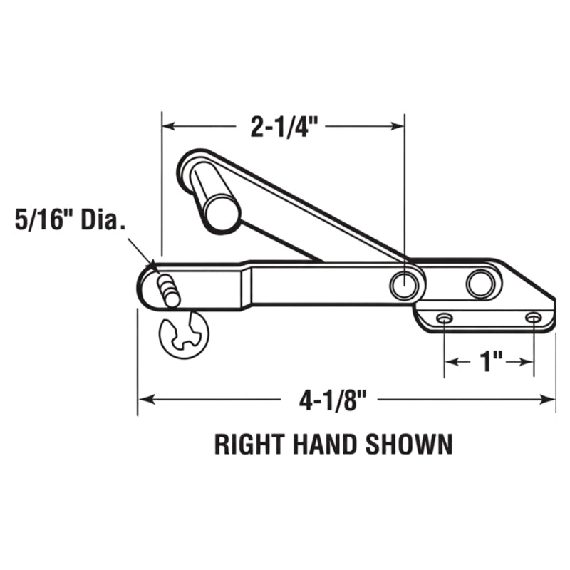 Louver/ Jalousie Window Operator, 2-1/4 inch link, Lever, Alum - Right Hand - Louver/ Jalousie Window Operator, 2-1/4 inch link, Lever, Alum - Right Hand