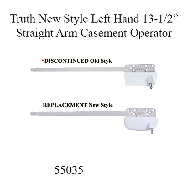New Style Truth Ellipse Left Hand 13-1/2 Inch Straight Arm Casement Operator - Choose Color - New Style Truth Ellipse Left Hand 13-1/2 Inch Straight Arm Casement Operator - Choose Color