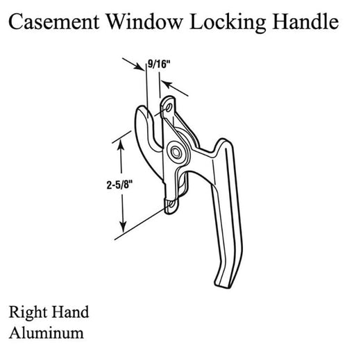 Right Hand Locking Handle, Casement Window 2-5/8 - Aluminum - Right Hand Locking Handle, Casement Window 2-5/8 - Aluminum