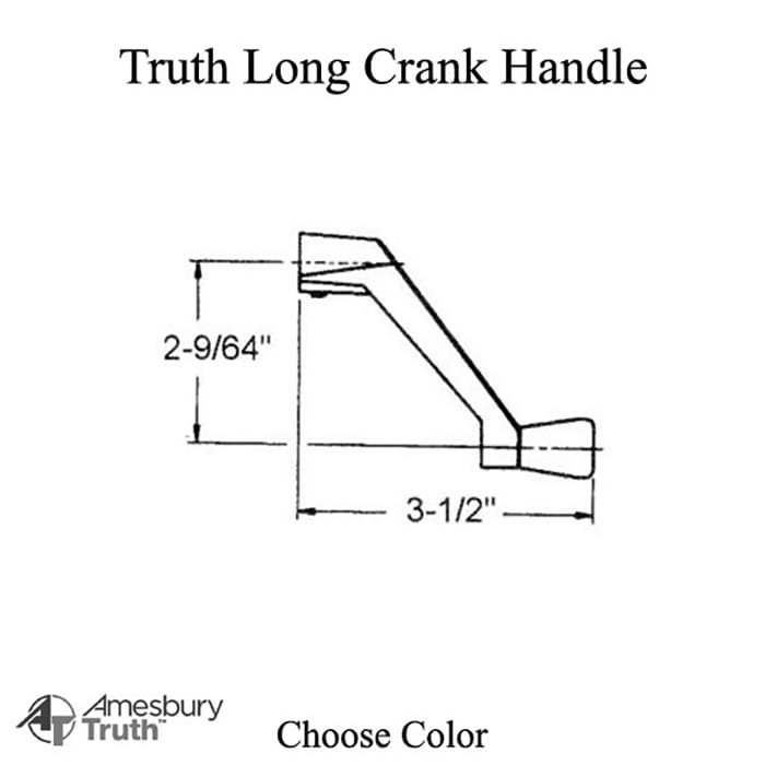 Amesbury Truth Long Length Crank Handle For Casement and Awning Windows 11/32 Inch Spline - Amesbury Truth Long Length Crank Handle For Casement and Awning Windows 11/32 Inch Spline