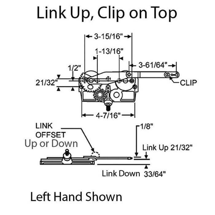 Truth Dyad Casement Operator, Wood windows, Link offset down, Left hand - Truth Dyad Casement Operator, Wood windows, Link offset down, Left hand