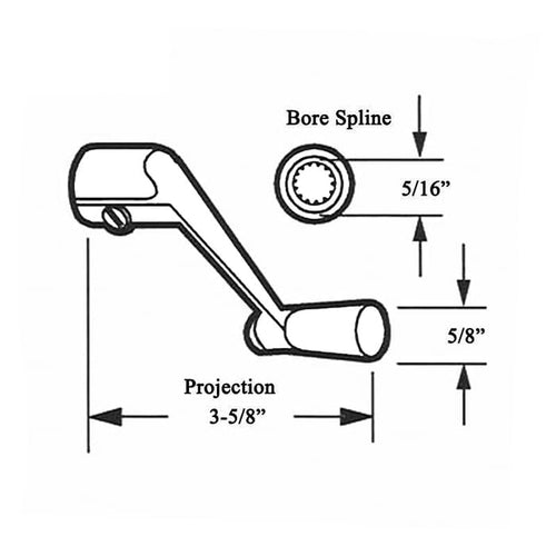 Velux Crank Handle, 5/16 Spline, 3-5/8 Projection - White - Velux Crank Handle, 5/16 Spline, 3-5/8 Projection - White
