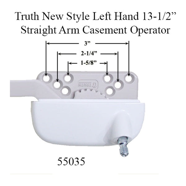 New Style Truth Ellipse Left Hand 13-1/2 Inch Straight Arm Casement Operator - Choose Color - New Style Truth Ellipse Left Hand 13-1/2 Inch Straight Arm Casement Operator - Choose Color