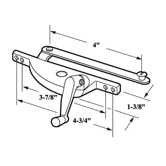 Right Hand Window Operator with 4 Inch Link for Jalousie / Louver Windows - Aluminum - Right Hand Window Operator with 4 Inch Link for Jalousie / Louver Windows - Aluminum