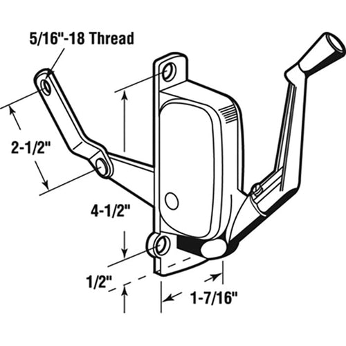 Awning Operator for Harcar Windows - Left - Aluminum - Awning Operator for Harcar Windows - Left - Aluminum