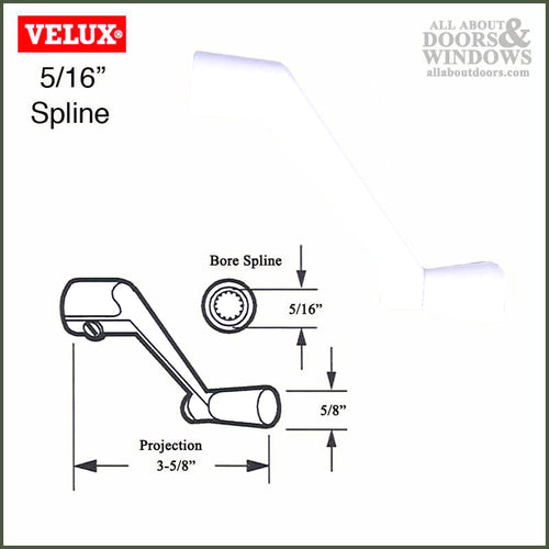 Velux Crank Handle, 5/16 Spline, 3-5/8 Projection - White - Velux Crank Handle, 5/16 Spline, 3-5/8 Projection - White