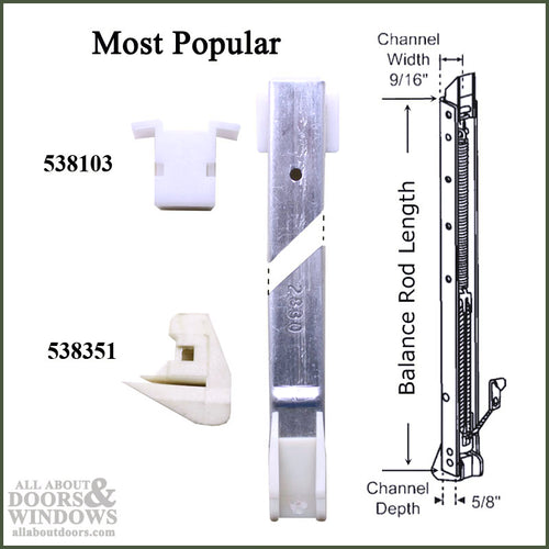 1/2 Inch Channel Balance (5/8 wide x 9/16 deep) With Shoes, Non-Tilt - 1/2 Inch Channel Balance (5/8 wide x 9/16 deep) With Shoes, Non-Tilt