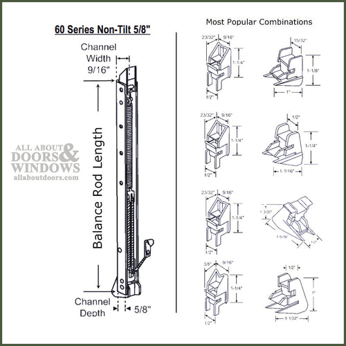 1/2 Inch Channel Balance (5/8 wide x 9/16 deep) With Shoes, Non-Tilt - 1/2 Inch Channel Balance (5/8 wide x 9/16 deep) With Shoes, Non-Tilt
