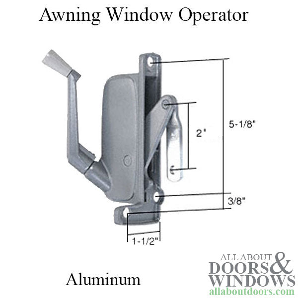 Type 3 Awning Window Operator, Miami Windows, Left Hand - Aluminum - Type 3 Awning Window Operator, Miami Windows, Left Hand - Aluminum