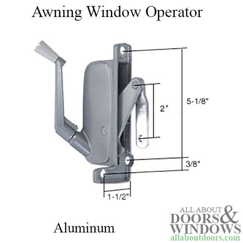 Type 3 Awning Window Operator, Miami Windows, Left Hand - Aluminum - Type 3 Awning Window Operator, Miami Windows, Left Hand - Aluminum