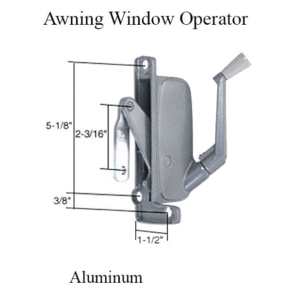 Type 3 Awning Window Operator, Miami Windows, Right Hand - Aluminum - Type 3 Awning Window Operator, Miami Windows, Right Hand - Aluminum
