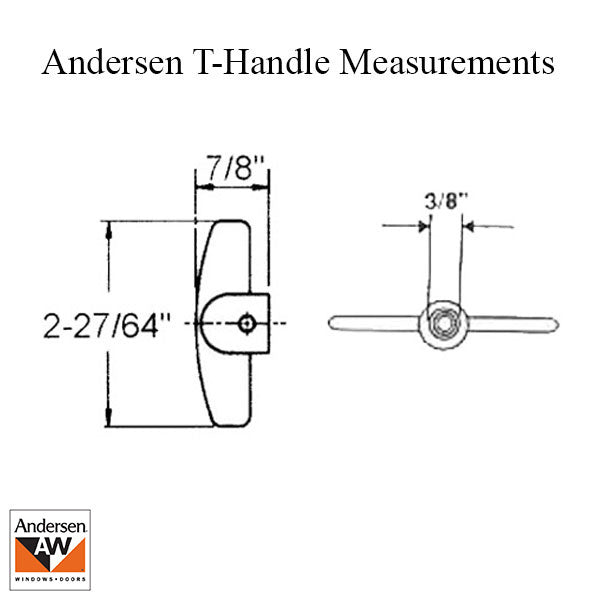 Andersen Replacement T-Handle 3/8 spline  Casement / Awning windows - Choose Color - Andersen Replacement T-Handle 3/8 spline  Casement / Awning windows - Choose Color