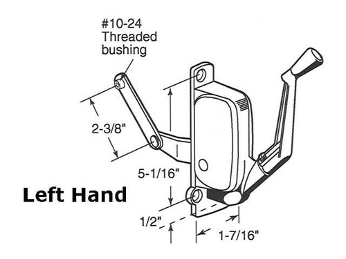 Awning Operator for old tucker Windows - Left - Aluminum - Awning Operator for old tucker Windows - Left - Aluminum