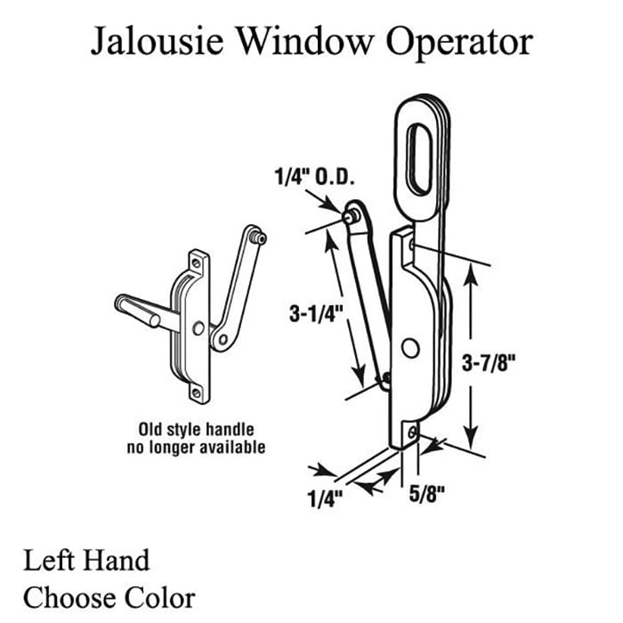New Style Jalousie or Louver Window Operator, Lever, 3 Link, Left -Aluminum - New Style Jalousie or Louver Window Operator, Lever, 3 Link, Left -Aluminum
