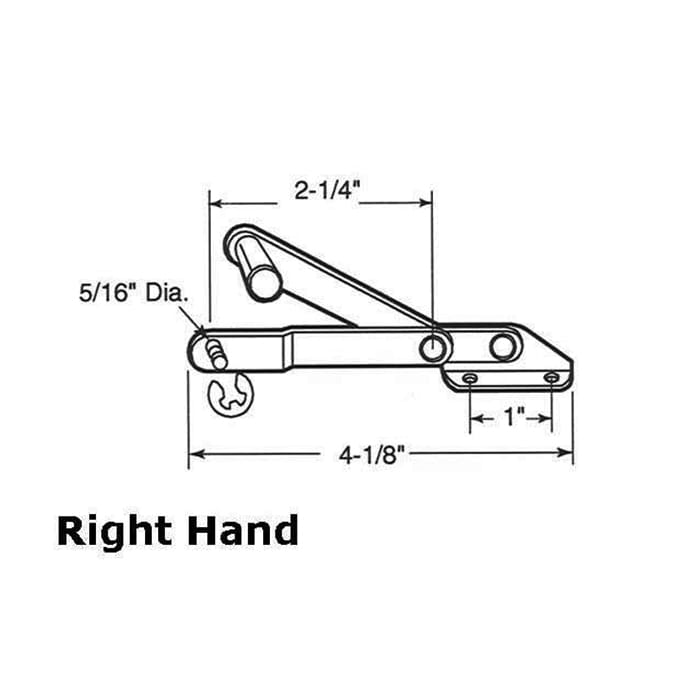 Louver/ Jalousie Window Operator, 2-1/4 inch link, Lever, Alum - Right Hand - Louver/ Jalousie Window Operator, 2-1/4 inch link, Lever, Alum - Right Hand