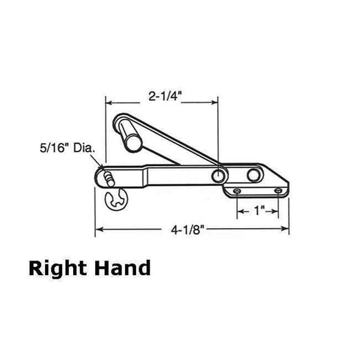 Louver/ Jalousie Window Operator, 2-1/4 inch link, Lever, Alum - Right Hand - Louver/ Jalousie Window Operator, 2-1/4 inch link, Lever, Alum - Right Hand