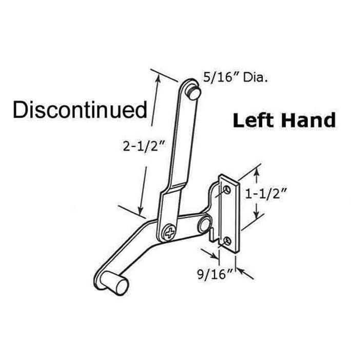 jalousie Window Operator, Lever, 2-1/2 Link, Alum - Left - jalousie Window Operator, Lever, 2-1/2 Link, Alum - Left