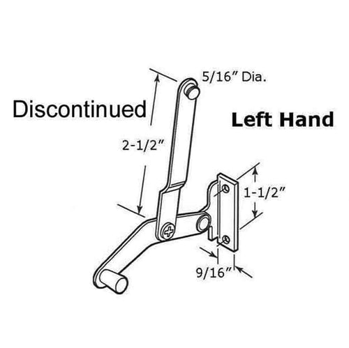 jalousie Window Operator, Lever, 2-1/2 Link, Alum - Left - jalousie Window Operator, Lever, 2-1/2 Link, Alum - Left