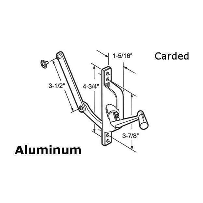 jalousie/ Louver Window Operator,  3-1/2 inch Link, Alum - jalousie/ Louver Window Operator,  3-1/2 inch Link, Alum