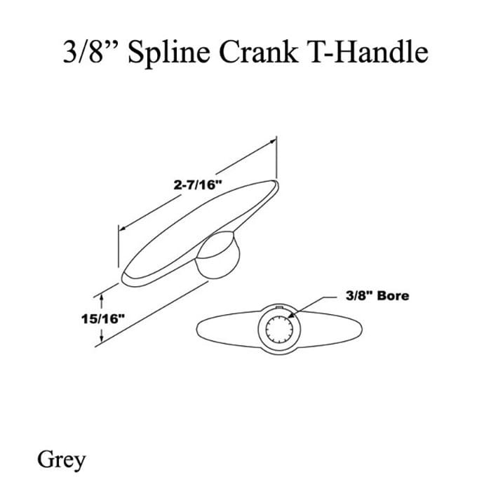 Crank Handle, 3/8 Spline, T-Shape - Grey - Crank Handle, 3/8 Spline, T-Shape - Grey