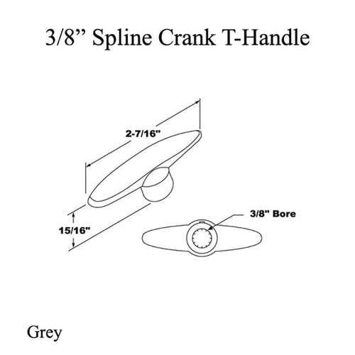 Crank Handle, 3/8 Spline, T-Shape - Grey - Crank Handle, 3/8 Spline, T-Shape - Grey