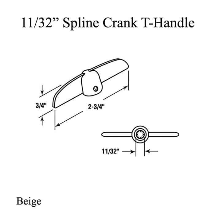 Crank Handle Pair, 11/32” Spline, Beige - Crank Handle Pair, 11/32” Spline, Beige