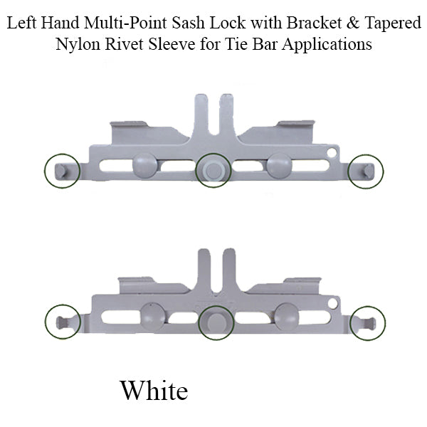 Truth Multi-Point Sash Lock with Bracket & Tapered Nylon Rivet Sleeve for Tie Bar Applications White - Truth Multi-Point Sash Lock with Bracket & Tapered Nylon Rivet Sleeve for Tie Bar Applications White