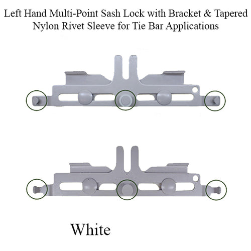 Truth Multi-Point Sash Lock with Bracket & Tapered Nylon Rivet Sleeve for Tie Bar Applications White - Truth Multi-Point Sash Lock with Bracket & Tapered Nylon Rivet Sleeve for Tie Bar Applications White