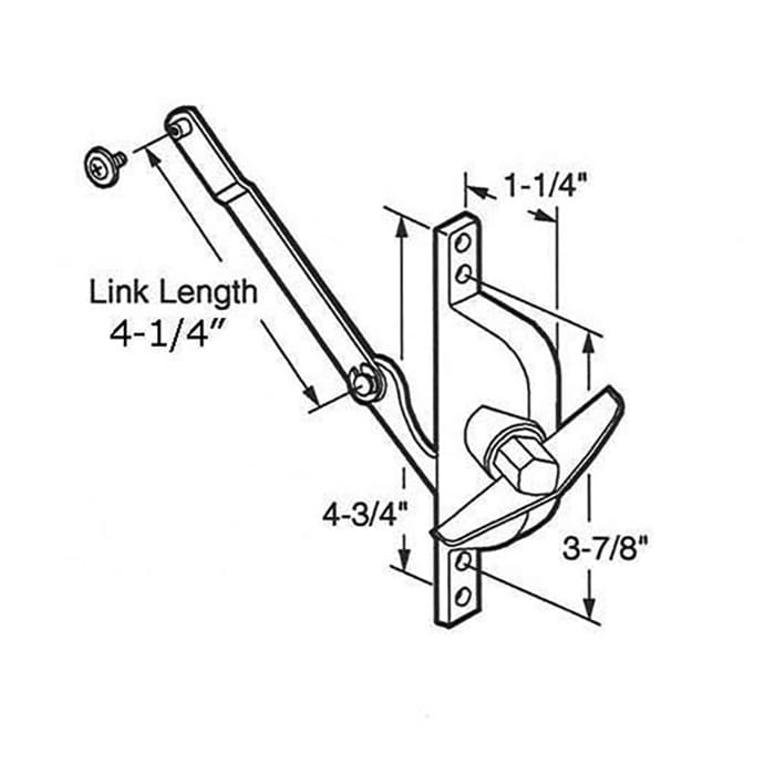 Jalousie / Louver Window Operator, 4-1/4 inch Link, Choose Color - Jalousie / Louver Window Operator, 4-1/4 inch Link, Choose Color