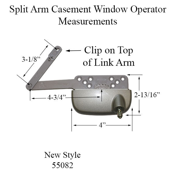 New Style Sill Mounted Straight Link 4-3/4 Inch Split Arm Casement Window Operator, Right, White - New Style Sill Mounted Straight Link 4-3/4 Inch Split Arm Casement Window Operator, Right, White