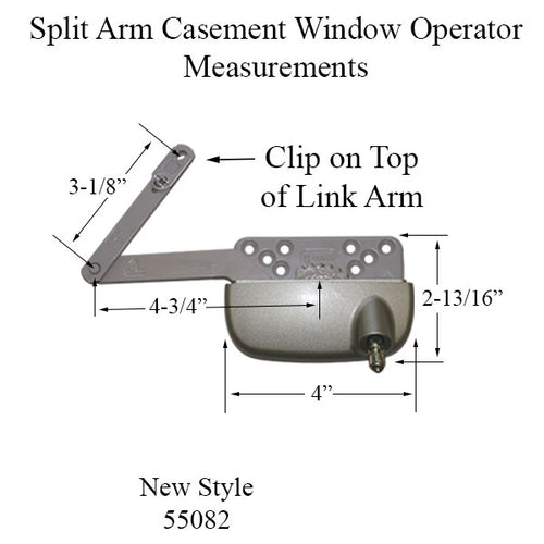 New Style Sill Mounted Straight Link 4-3/4 Inch Split Arm Casement Window Operator, Right, White - New Style Sill Mounted Straight Link 4-3/4 Inch Split Arm Casement Window Operator, Right, White