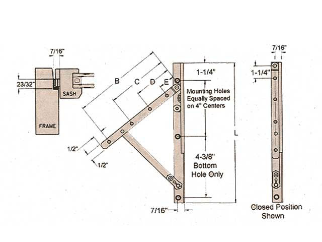 Awning Hinge  Large 18 inch Truth 13 Series - Awning Hinge  Large 18 inch Truth 13 Series