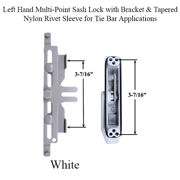Truth Multi-Point Sash Lock with Bracket & Tapered Nylon Rivet Sleeve for Tie Bar Applications White - Truth Multi-Point Sash Lock with Bracket & Tapered Nylon Rivet Sleeve for Tie Bar Applications White