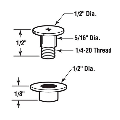 Diecast Bolt and Nylon Bushing 1/4-20 - Diecast Bolt and Nylon Bushing 1/4-20