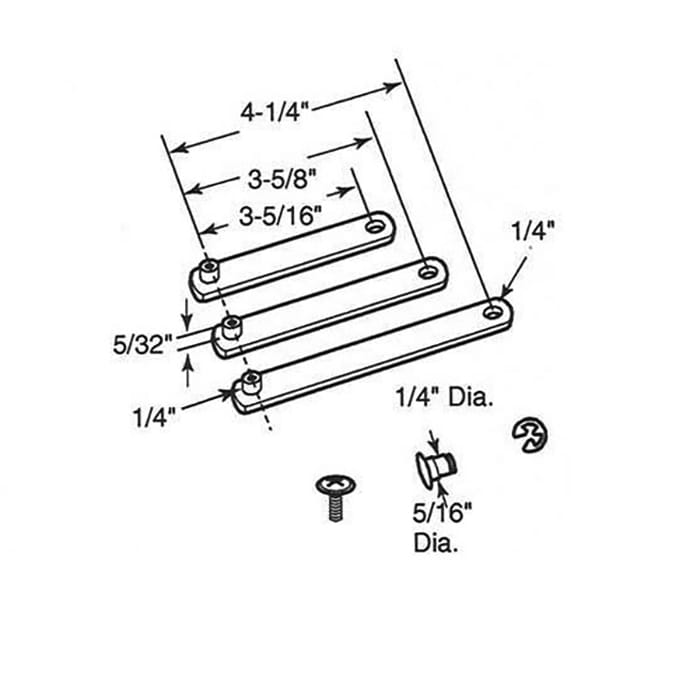 Link Kit, Jalousie / Awning Universal  3 sizes, 3-5/16, 3-5/8, and 4-1/4