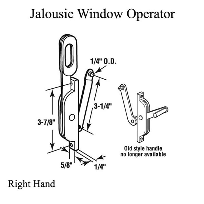 New Style Jalousie or Louver Window Operator, Lever, 3 Link, Right Hand - Aluminum - New Style Jalousie or Louver Window Operator, Lever, 3 Link, Right Hand - Aluminum