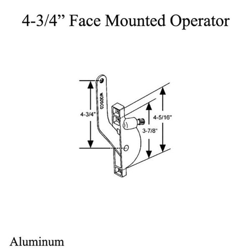 Woodco Face Mounted Casement Operator, Flat Arm, 4-3/4 - Aluminum - Woodco Face Mounted Casement Operator, Flat Arm, 4-3/4 - Aluminum