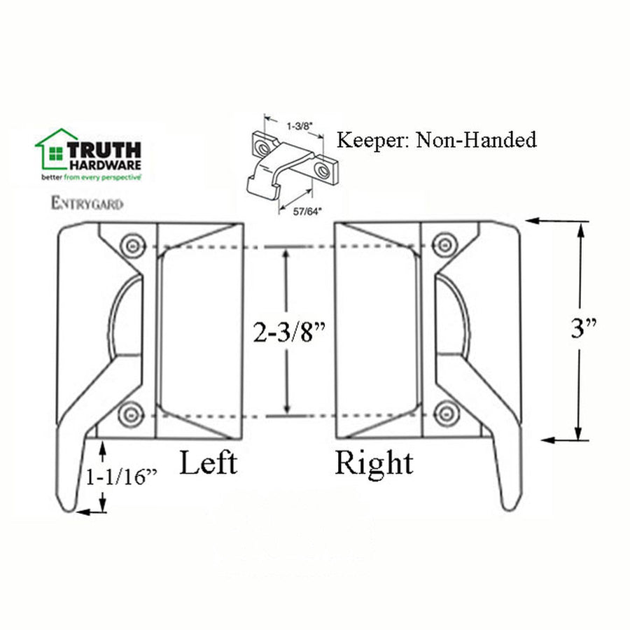Left Hand Sash Lock with 2-3/8 Inch Screw Holes - Choose Color - Left Hand Sash Lock with 2-3/8 Inch Screw Holes - Choose Color