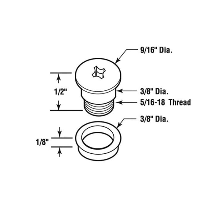 Diecast Bolt and Nylon Bushing, Threaded 5/16-18 - Diecast Bolt and Nylon Bushing, Threaded 5/16-18