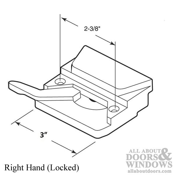 Left Hand Sash Lock, 2-3/8 Inch Screw Holes - Choose Color - Left Hand Sash Lock, 2-3/8 Inch Screw Holes - Choose Color
