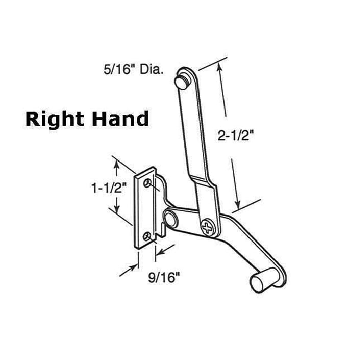 jalousie Window Operator,  Lever, 2-1/2 Link, Alum - Right - jalousie Window Operator,  Lever, 2-1/2 Link, Alum - Right