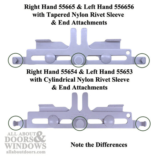LH Multipoint Sash Lock w/ Bracket & Cylindrical Rivet Sleeve - Tie Bar Application - Choose Color - LH Multipoint Sash Lock w/ Bracket & Cylindrical Rivet Sleeve - Tie Bar Application - Choose Color