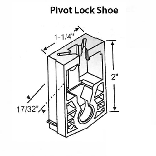 Pivot Lock Shoe, 1.25 x .530 Molded Plastic, Metal Spring - Pivot Lock Shoe, 1.25 x .530 Molded Plastic, Metal Spring