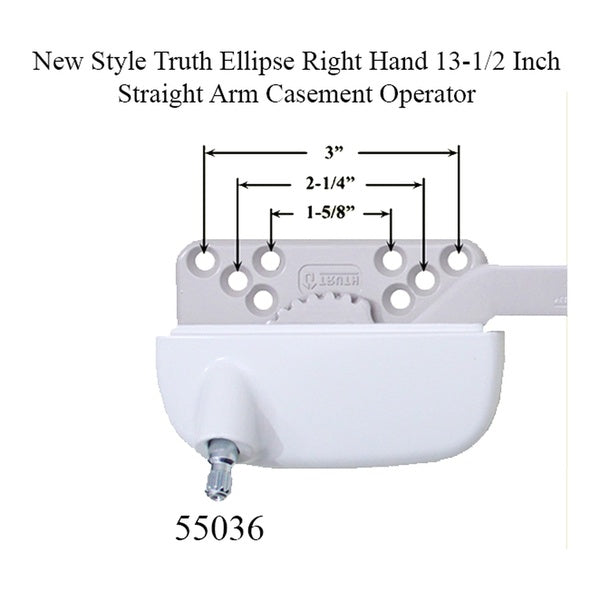 13-1/2 Inch Straight Arm Casement Operator - Choose Color, New Style Truth Ellipse Right Hand - 13-1/2 Inch Straight Arm Casement Operator - Choose Color, New Style Truth Ellipse Right Hand