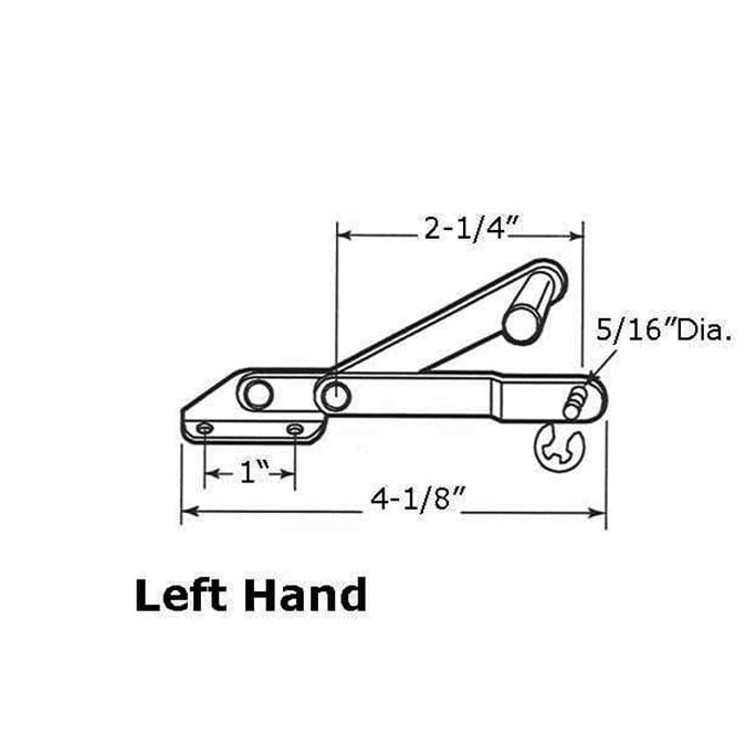 Louver/ Jalousie Window Operator, 2-1/4 inch link, Lever, Alum - Left Hand - Louver/ Jalousie Window Operator, 2-1/4 inch link, Lever, Alum - Left Hand