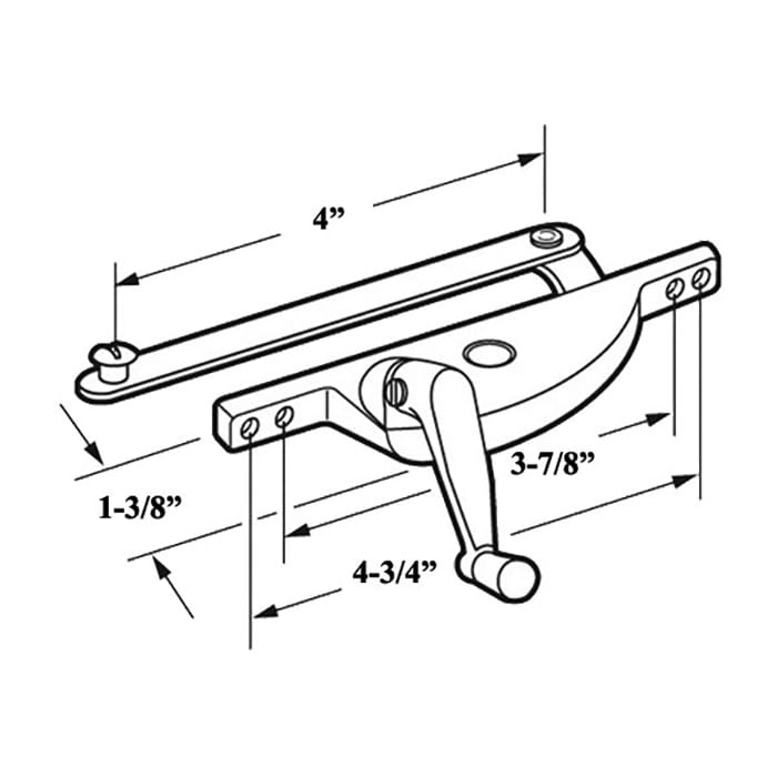 Left Hand Window Operator with 4 Inch Link for Jalousie / Louver Windows - Aluminum - Left Hand Window Operator with 4 Inch Link for Jalousie / Louver Windows - Aluminum
